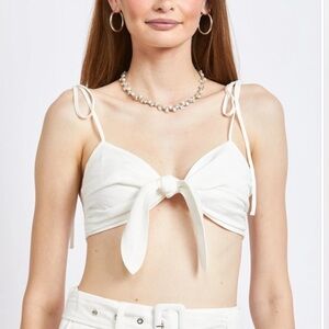 Emory Park Off-White Aurora Tie Front Top